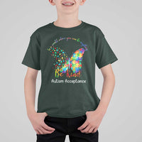 Autism Acceptance T Shirt For Kid In A World Where You Can Be Anything Be Kind Butterfly Puzzle