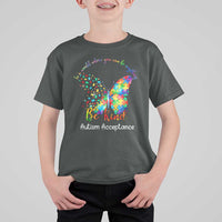 Autism Acceptance T Shirt For Kid In A World Where You Can Be Anything Be Kind Butterfly Puzzle