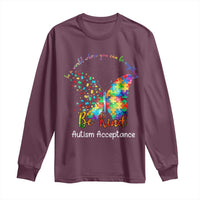 Autism Acceptance Long Sleeve Shirt In A World Where You Can Be Anything Be Kind Butterfly Puzzle