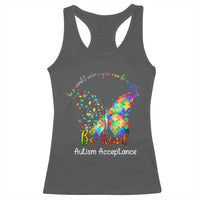 Autism Acceptance Racerback Tank Top In A World Where You Can Be Anything Be Kind Butterfly Puzzle