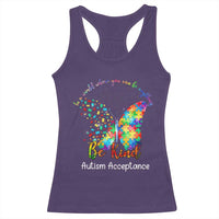 Autism Acceptance Racerback Tank Top In A World Where You Can Be Anything Be Kind Butterfly Puzzle