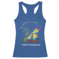 Autism Acceptance Racerback Tank Top In A World Where You Can Be Anything Be Kind Butterfly Puzzle