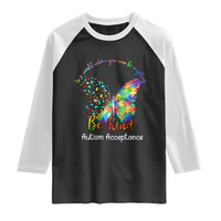 Autism Acceptance Raglan Shirt In A World Where You Can Be Anything Be Kind Butterfly Puzzle