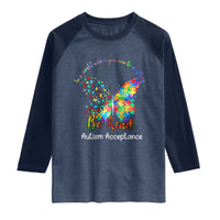Autism Acceptance Raglan Shirt In A World Where You Can Be Anything Be Kind Butterfly Puzzle