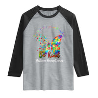 Autism Acceptance Raglan Shirt In A World Where You Can Be Anything Be Kind Butterfly Puzzle