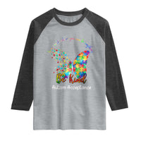 Autism Acceptance Raglan Shirt In A World Where You Can Be Anything Be Kind Butterfly Puzzle