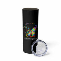 Autism Acceptance Skinny Tumbler In A World Where You Can Be Anything Be Kind Butterfly Puzzle