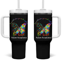 Autism Acceptance Tumbler With Handle In A World Where You Can Be Anything Be Kind Butterfly Puzzle