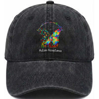 Autism Acceptance Washed Cotton Baseball Cap In A World Where You Can Be Anything Be Kind Butterfly Puzzle