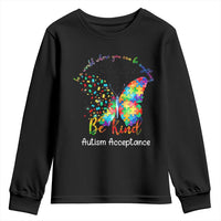 Autism Acceptance Youth Sweatshirt In A World Where You Can Be Anything Be Kind Butterfly Puzzle