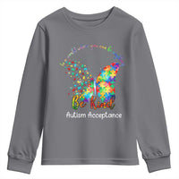 Autism Acceptance Youth Sweatshirt In A World Where You Can Be Anything Be Kind Butterfly Puzzle