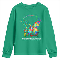Autism Acceptance Youth Sweatshirt In A World Where You Can Be Anything Be Kind Butterfly Puzzle