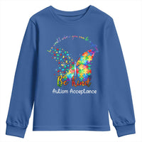 Autism Acceptance Youth Sweatshirt In A World Where You Can Be Anything Be Kind Butterfly Puzzle