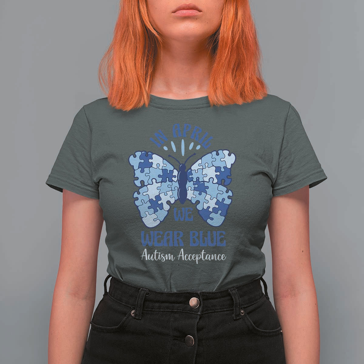 Autism Acceptance T Shirt For Women In April We Wear Blue Special Education Teacher