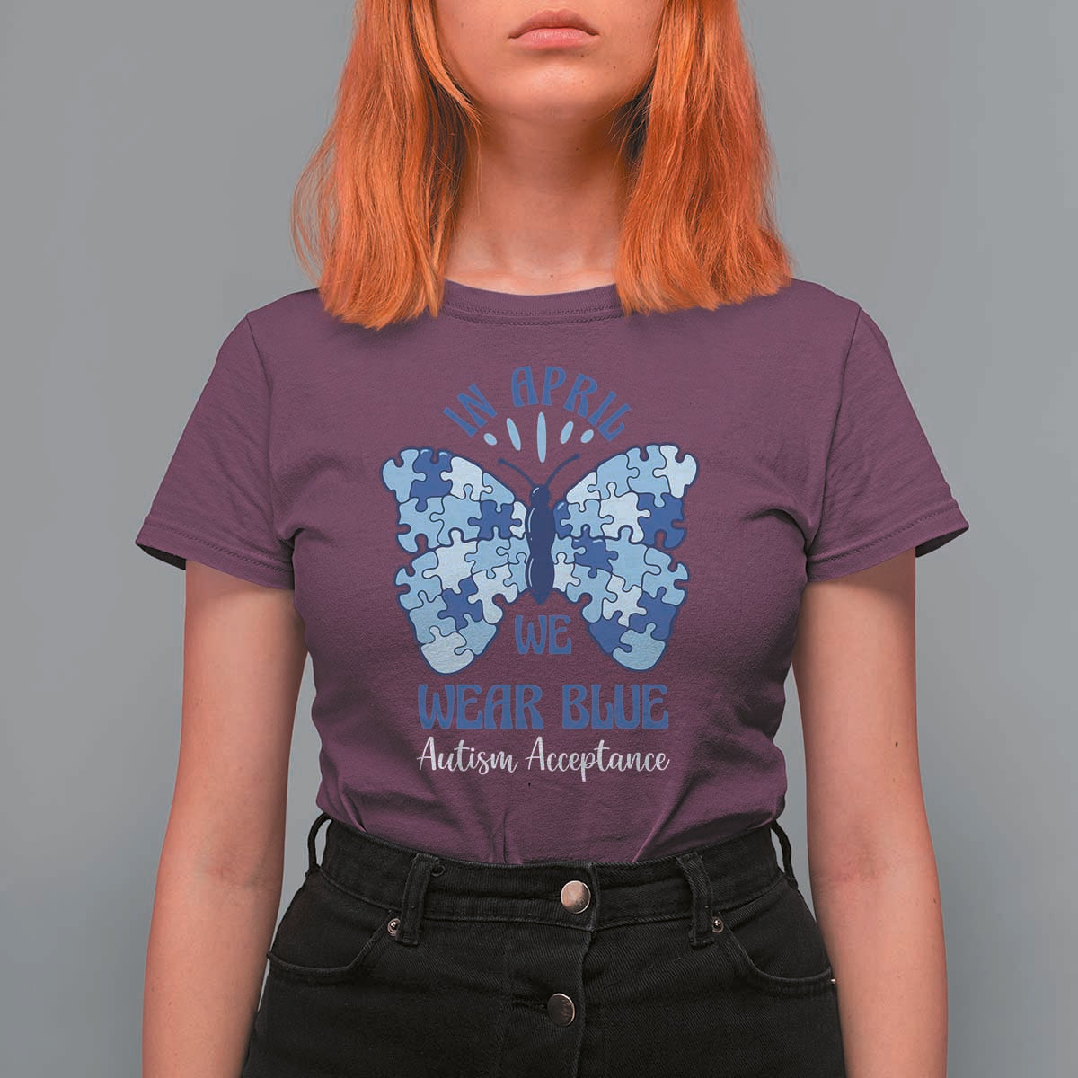 Autism Acceptance T Shirt For Women In April We Wear Blue Special Education Teacher
