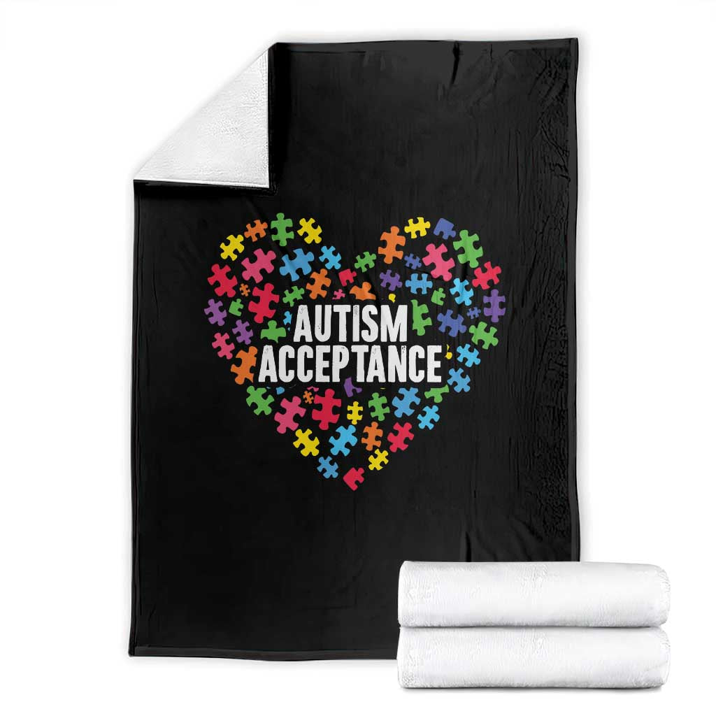 Autism Acceptance Throw Blanket Love Heart Puzzle Piece Gift