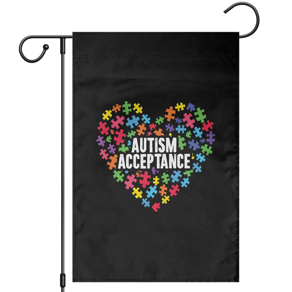 Autism Acceptance Garden Flag Love Heart Puzzle Piece Gift