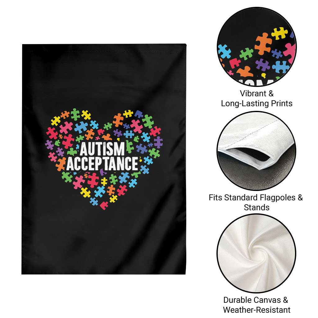 Autism Acceptance Garden Flag Love Heart Puzzle Piece Gift