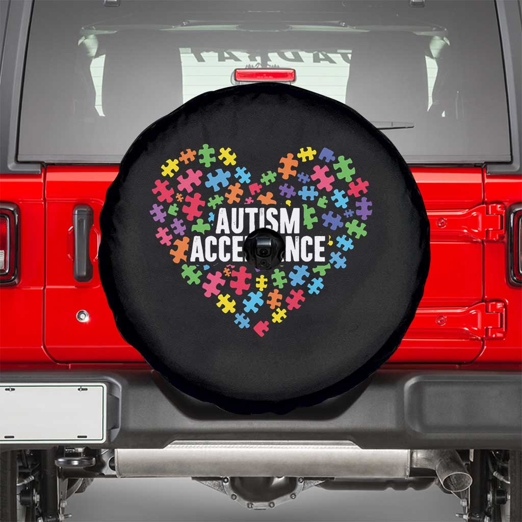 Autism Acceptance Spare Tire Cover Love Heart Puzzle Piece Gift