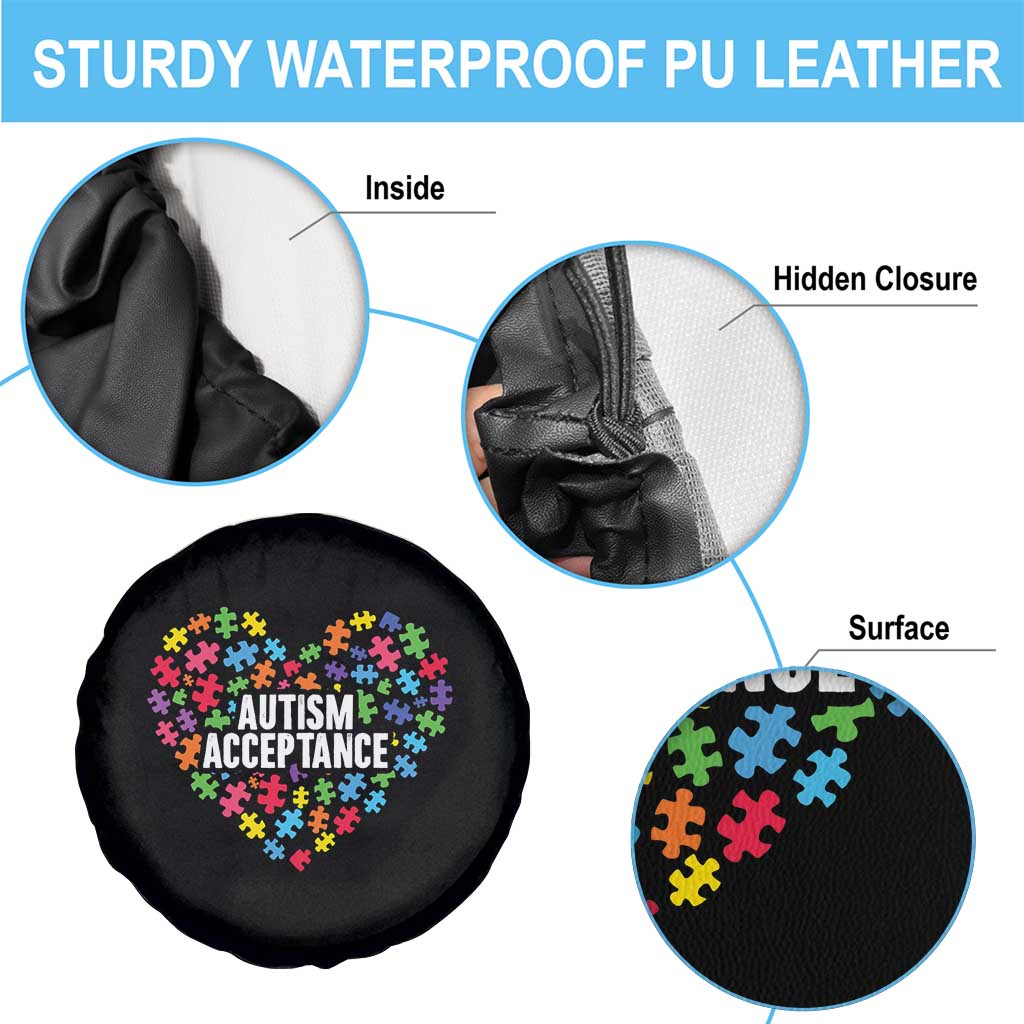 Autism Acceptance Spare Tire Cover Love Heart Puzzle Piece Gift