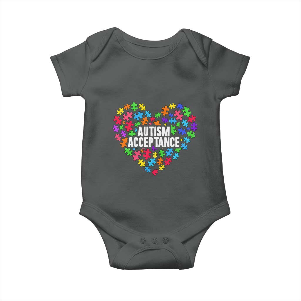 Autism Acceptance Baby Onesie Love Heart Puzzle Piece Gift