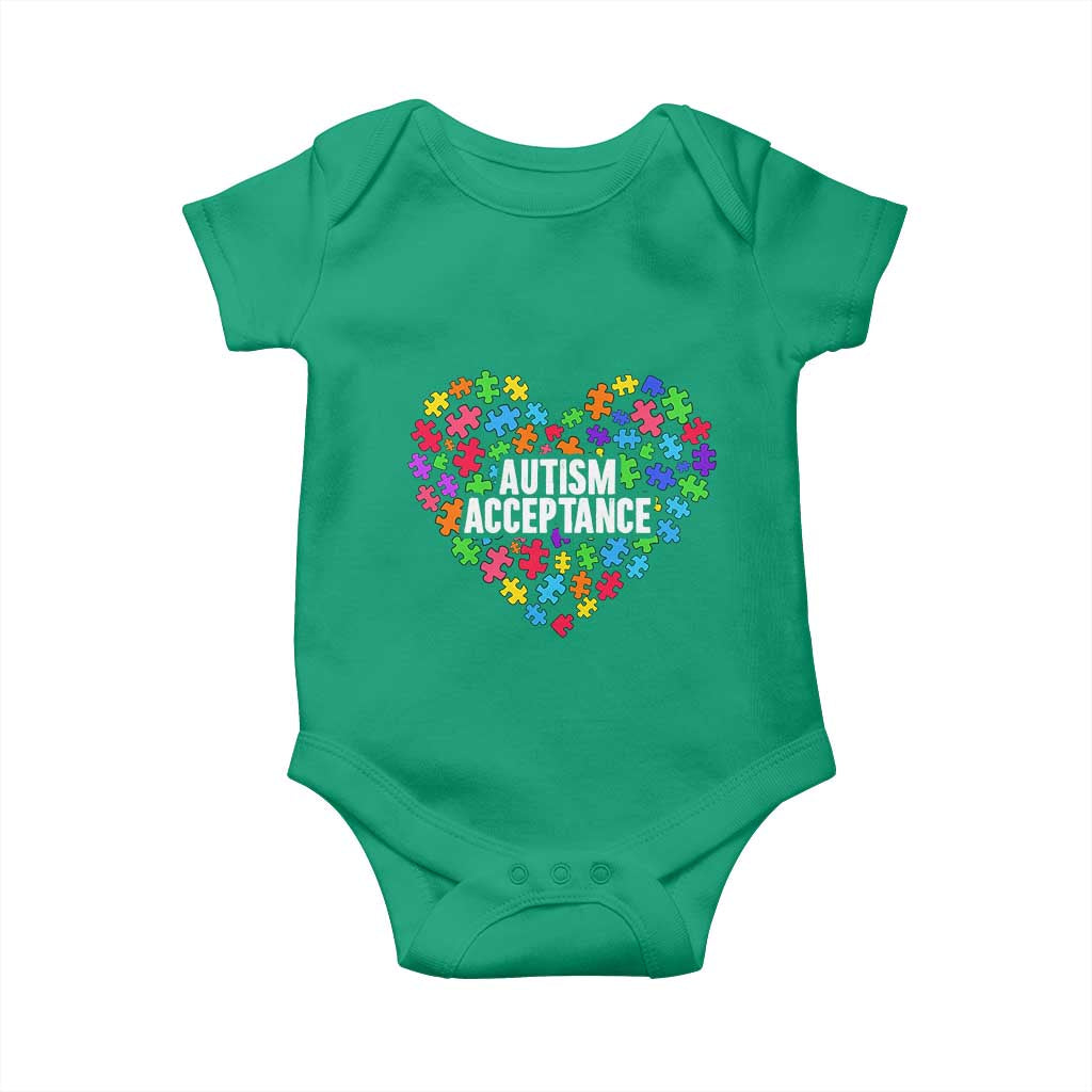 Autism Acceptance Baby Onesie Love Heart Puzzle Piece Gift