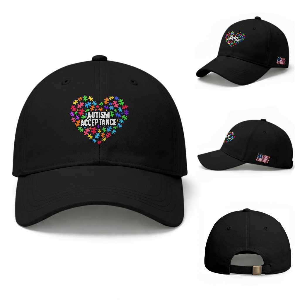 Autism Acceptance Baseball Cap Love Heart Puzzle Piece Gift