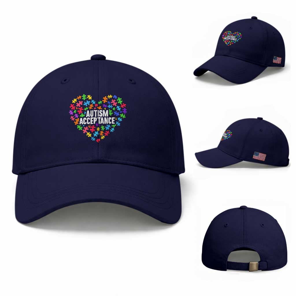 Autism Acceptance Baseball Cap Love Heart Puzzle Piece Gift