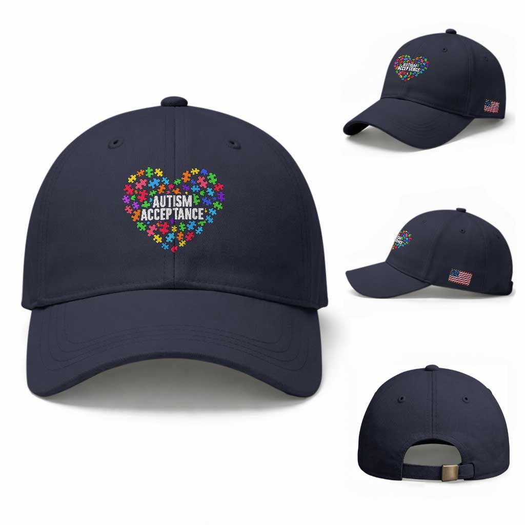 Autism Acceptance Baseball Cap Love Heart Puzzle Piece Gift