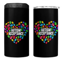 Autism Acceptance 4 in 1 Can Cooler Tumbler Love Heart Puzzle Piece Gift