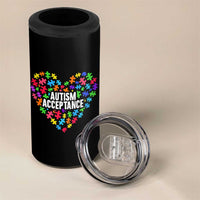 Autism Acceptance 4 in 1 Can Cooler Tumbler Love Heart Puzzle Piece Gift
