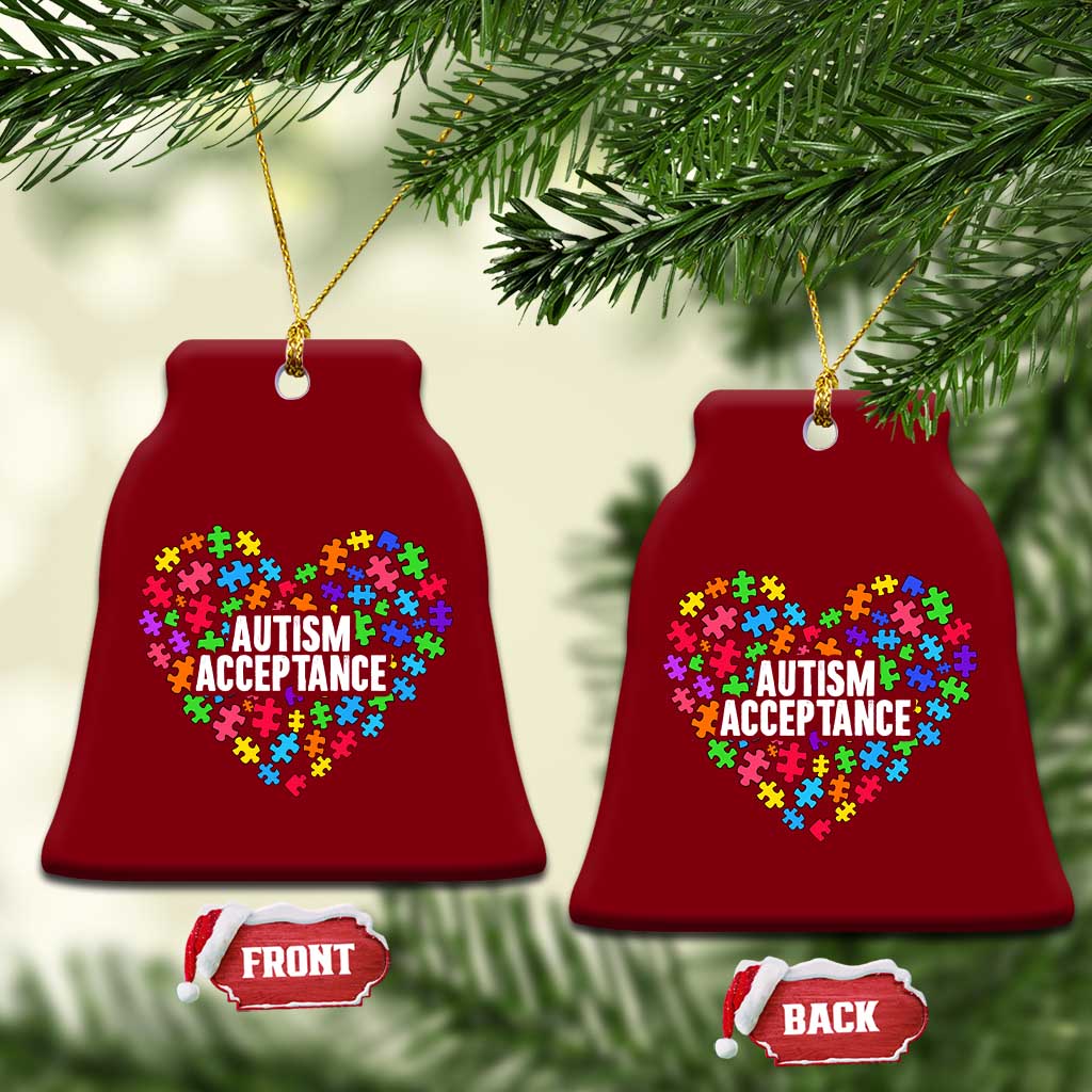 Autism Acceptance Ceramic Ornament Love Heart Puzzle Piece Gift