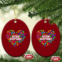 Autism Acceptance Ceramic Ornament Love Heart Puzzle Piece Gift