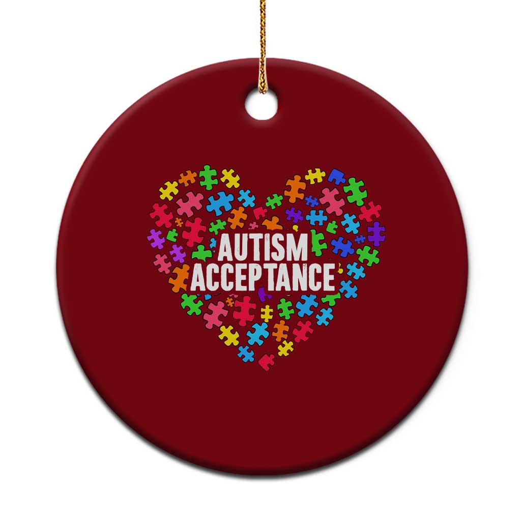 Autism Acceptance Ceramic Ornament Love Heart Puzzle Piece Gift