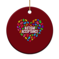 Autism Acceptance Ceramic Ornament Love Heart Puzzle Piece Gift