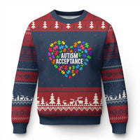 Autism Acceptance Ugly Christmas Sweater Love Heart Puzzle Piece Gift