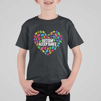 Autism Acceptance T Shirt For Kid Love Heart Puzzle Piece Gift