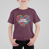 Autism Acceptance T Shirt For Kid Love Heart Puzzle Piece Gift