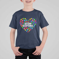 Autism Acceptance T Shirt For Kid Love Heart Puzzle Piece Gift