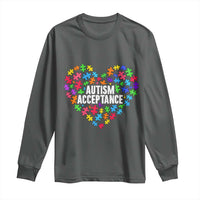 Autism Acceptance Long Sleeve Shirt Love Heart Puzzle Piece Gift