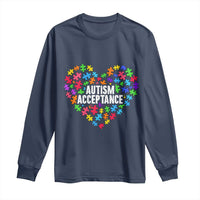 Autism Acceptance Long Sleeve Shirt Love Heart Puzzle Piece Gift