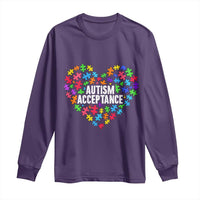 Autism Acceptance Long Sleeve Shirt Love Heart Puzzle Piece Gift