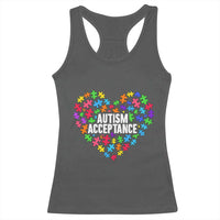 Autism Acceptance Racerback Tank Top Love Heart Puzzle Piece Gift