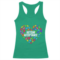 Autism Acceptance Racerback Tank Top Love Heart Puzzle Piece Gift