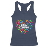 Autism Acceptance Racerback Tank Top Love Heart Puzzle Piece Gift
