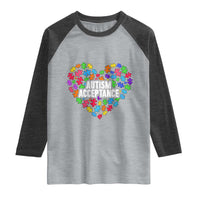 Autism Acceptance Raglan Shirt Love Heart Puzzle Piece Gift