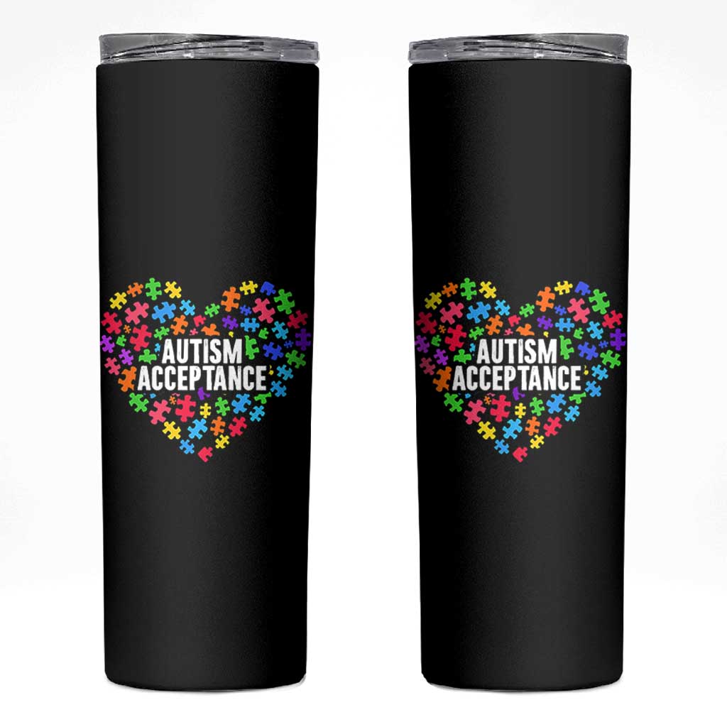 Autism Acceptance Skinny Tumbler Love Heart Puzzle Piece Gift