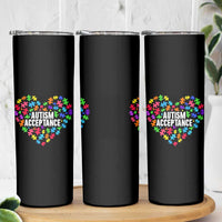 Autism Acceptance Skinny Tumbler Love Heart Puzzle Piece Gift