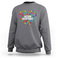 Autism Acceptance Sweatshirt Love Heart Puzzle Piece Gift