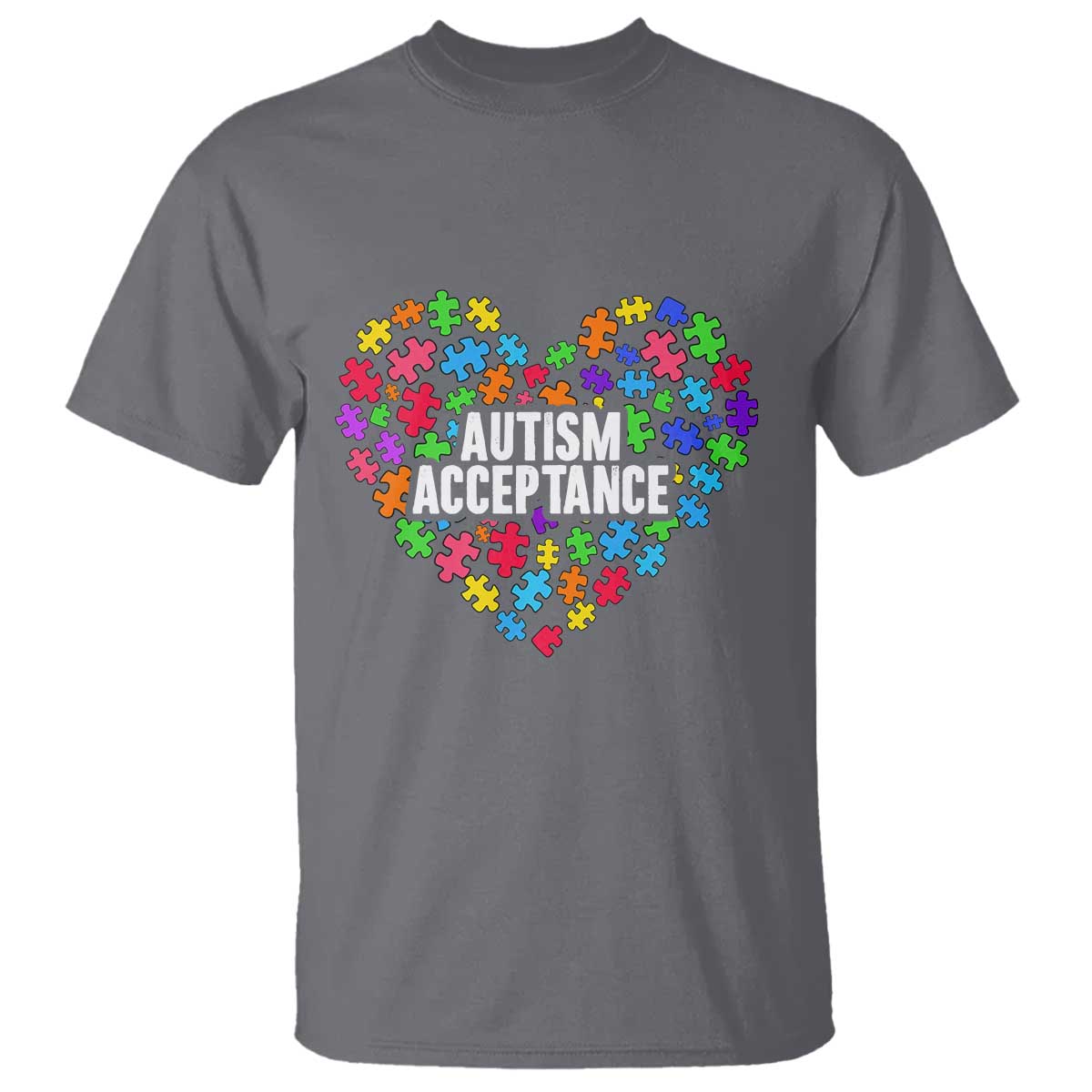 Autism Acceptance T Shirt Love Heart Puzzle Piece Gift